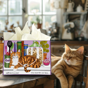 Grand Sac Cadeau Comptoir de cuisine Orange Tabby Top Chat