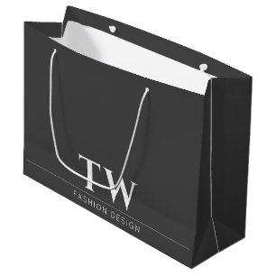 Grand Sac Cadeau Concepteur de mode noir