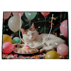 Grand Sac Cadeau Conception de célébration d'anniversaire de chat a