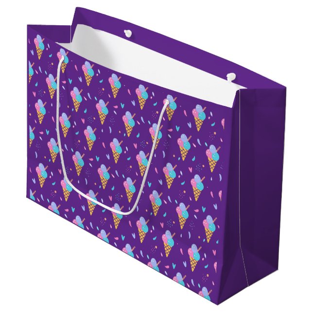 Grand Sac Cadeau Conception de cônes de glace  (Devant Angle)