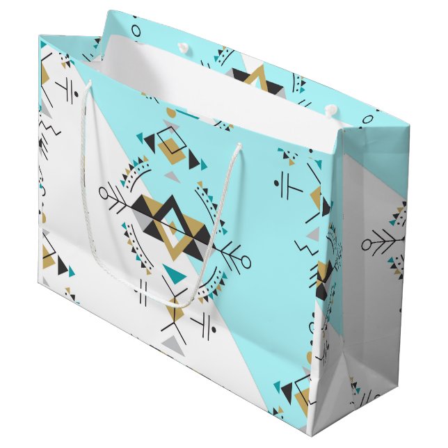 Grand Sac Cadeau Conception de géométrie secrète tribale (Devant Angle)