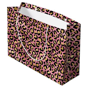 Grand Sac Cadeau Conception de la série Leopard rose et or 15