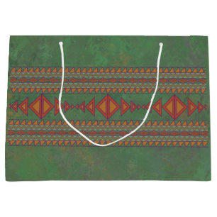 Grand Sac Cadeau Conception géométrique verte Sagebrush Sud-Ouest