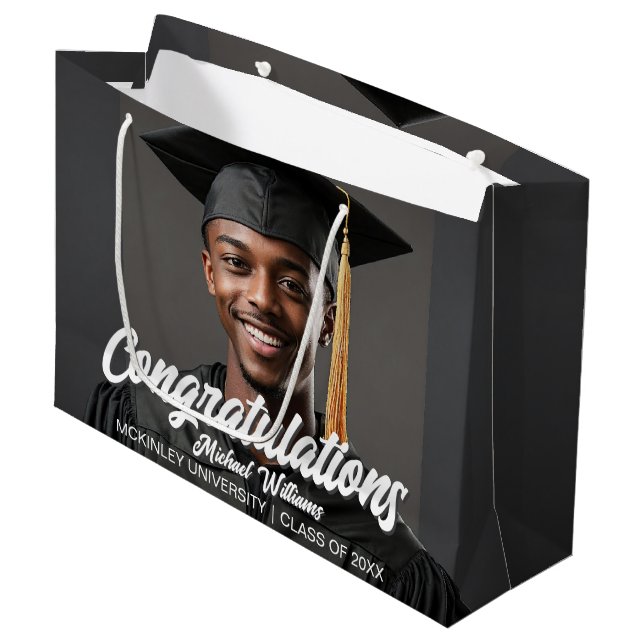 Grand Sac Cadeau Congratulations Graduate Photo Graduation (Devant Angle)