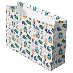 Grand Sac Cadeau Cool camping partie carrelé motif