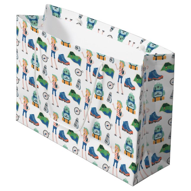Grand Sac Cadeau Cool camping partie carrelé motif (Devant Angle)