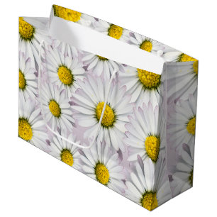 Grand Sac Cadeau Copie des marguerites jaunes et blanches