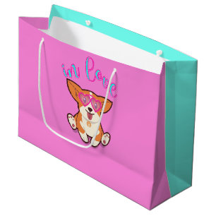 Grand Sac Cadeau corgi amoureux