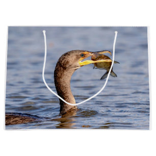 Grand Sac Cadeau Cormoran avec un poisson