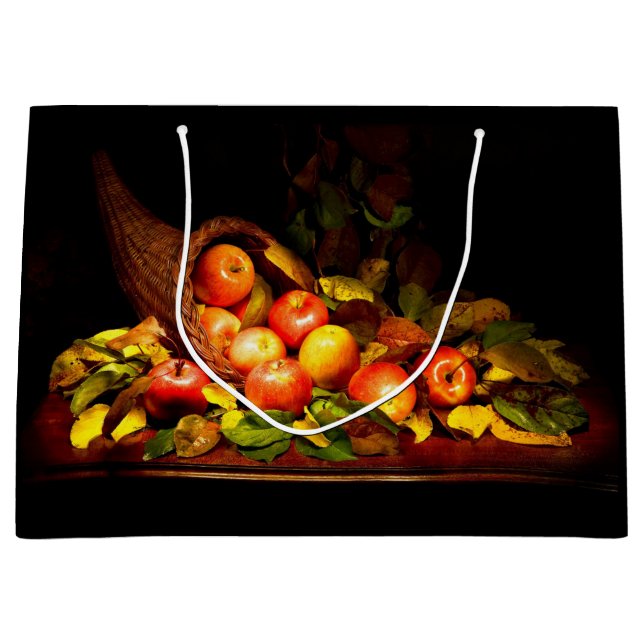 Grand Sac Cadeau Cornucopie aux pommes (Devant)