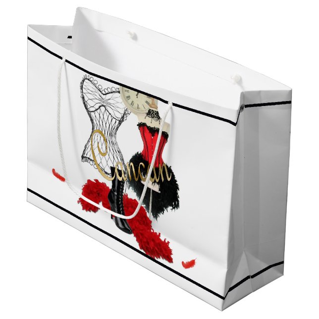 Grand Sac Cadeau Costume 1 de cancan (Devant Angle)