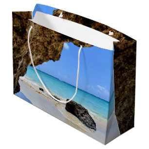 Grand Sac Cadeau Côte tropicale de plage avec un Big Rock