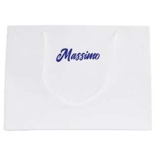 Grand Sac Cadeau Couleur bleu profond calligraphie moderne simple d