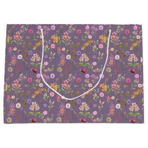 Grand Sac Cadeau couleur motif-rose, pourpre, vert-vert