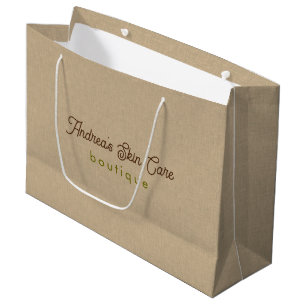 Grand Sac Cadeau Couleur naturelle texture de ligne classique