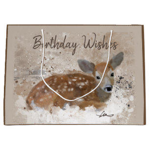 Grand Sac Cadeau Couleur pour aquarelle de cerfs communs de Bambi
