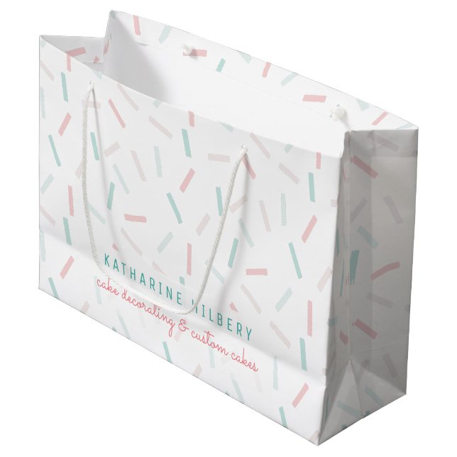 Grand Sac Cadeau Couleurs pastel Parsemées de blanc (Devant Angle)