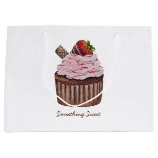 Grand Sac Cadeau Coupe De Fraise Cute À L'Aquarelle