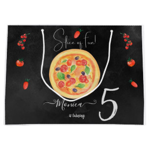 Grand Sac Cadeau Coupe de plaisir, anniversaire de pizza
