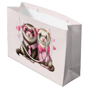 Grand Sac Cadeau Couple de loutres mignonnes amoureuses
