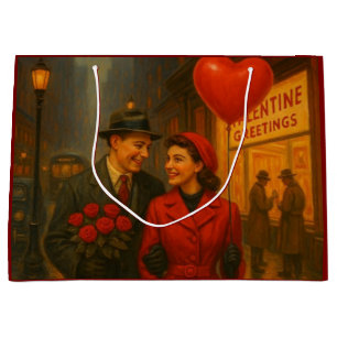 Grand Sac Cadeau Couple vintage de la Saint-Valentin