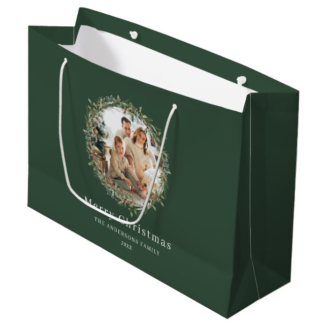 Grand Sac Cadeau Courbe de Noël élégante et moderne (Devant Angle)