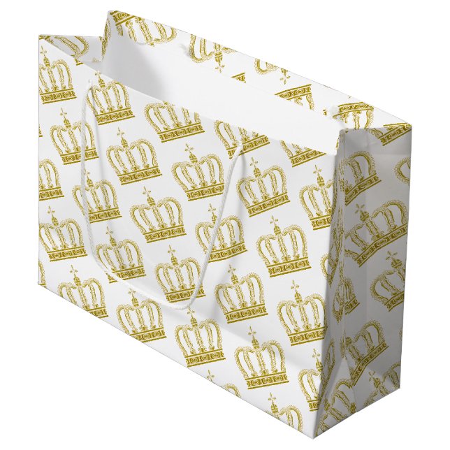 Grand Sac Cadeau Couronne d'or - luxe royal (Devant Angle)