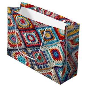 Grand Sac Cadeau Courtepoint crocheté en carré de grand-mère