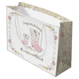 Grand Sac Cadeau Cowgirl Baby shower Pays Western Rose Girl
