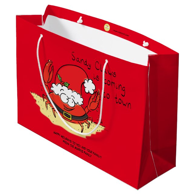 Grand Sac Cadeau Crabe Christmas Beach Tropical Funny (Dos Angle)