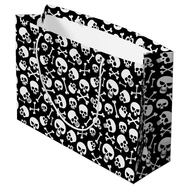 Grand Sac Cadeau Crâne et os croisés (Dos Angle)