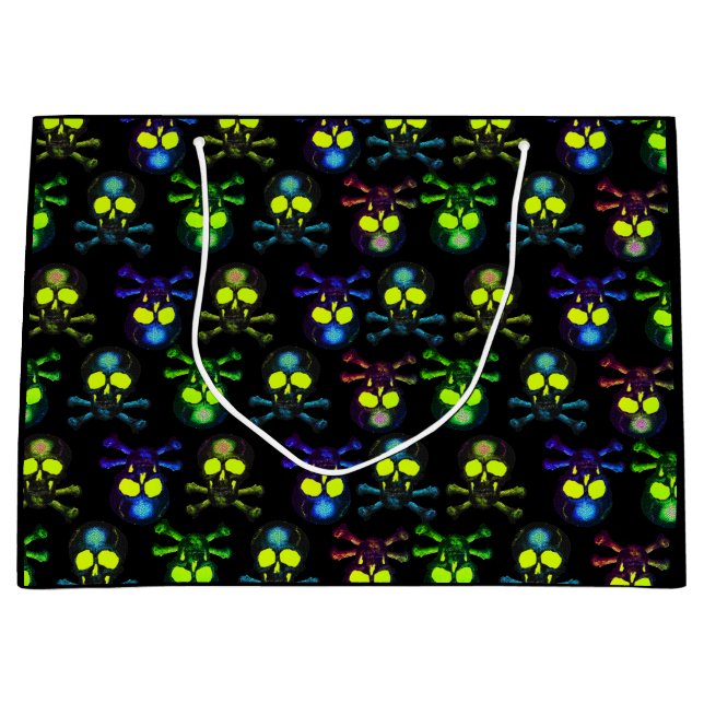Grand Sac Cadeau Crânes de fantômes de pirates punk - Cobalt Nightm (Devant)