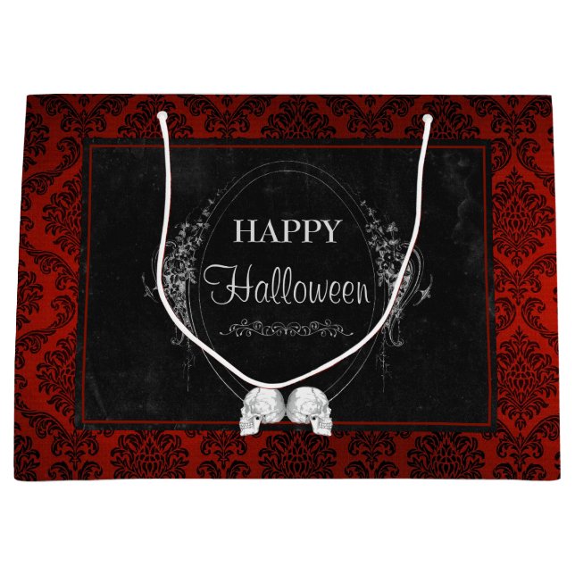 Grand Sac Cadeau Crânes d'Halloween gothiques foncés (Devant)