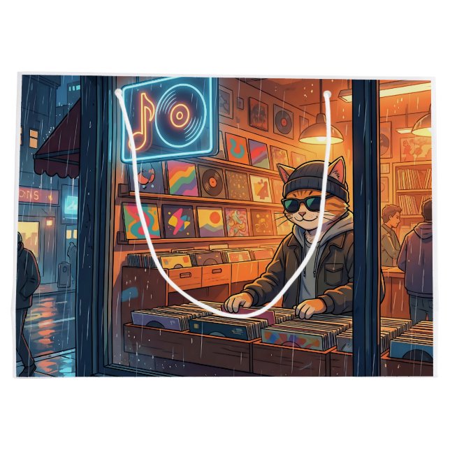 Grand Sac Cadeau Crate Digging at the Vinyl Store (Dos)