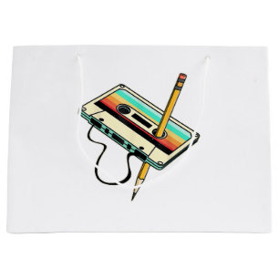 Grand Sac Cadeau Crayon de cassette audio 80s Lancer Rétro Vintage