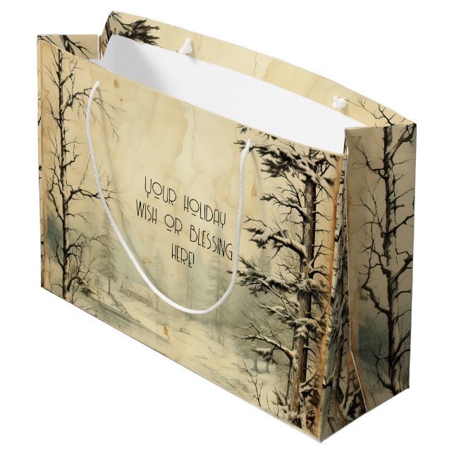 Grand Sac Cadeau Create Your Own Vintage Snow Scene (Dos Angle)