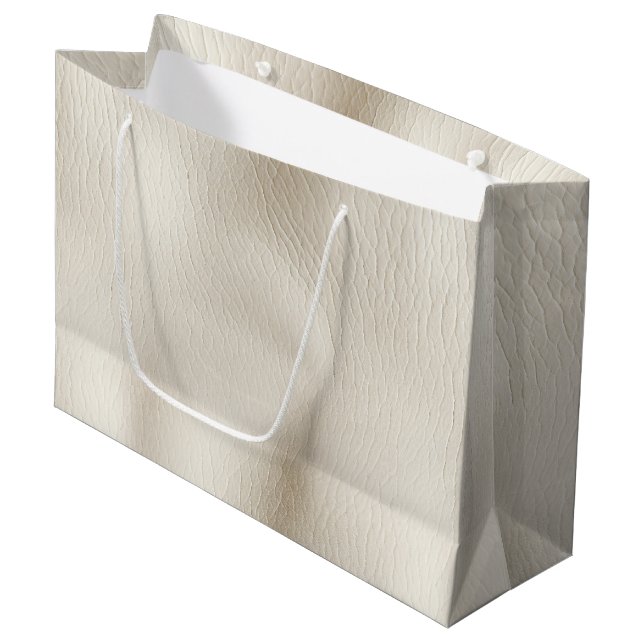 Grand Sac Cadeau Crème blanche Faux Mariage en cuir (Devant Angle)
