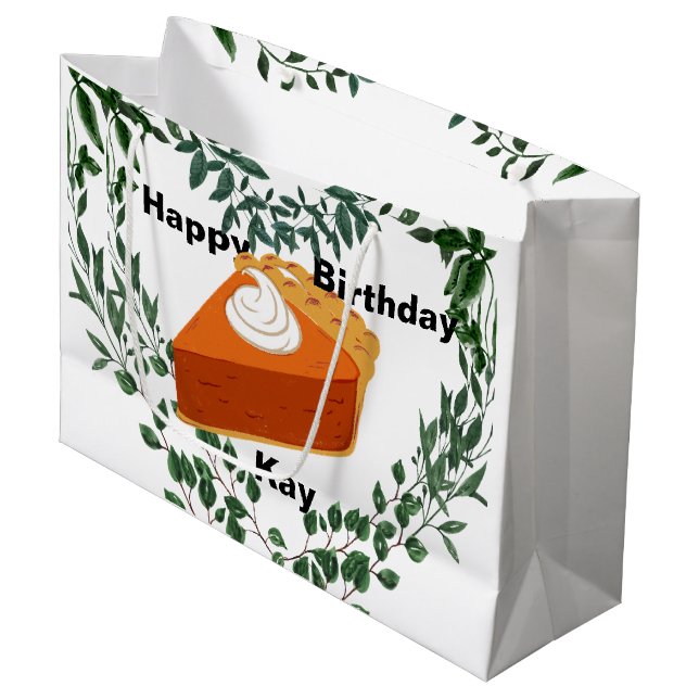 Grand Sac Cadeau Crème de glace au gâteau blanc Arrière - plan vert (Devant Angle)