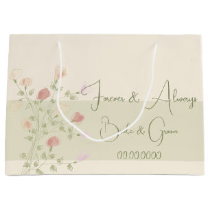 Grand Sac Cadeau Crème Douce Vert Rose Et Pêcher