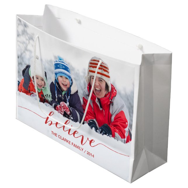 Grand Sac Cadeau Croyez simplement les salutations de vacances (Devant Angle)