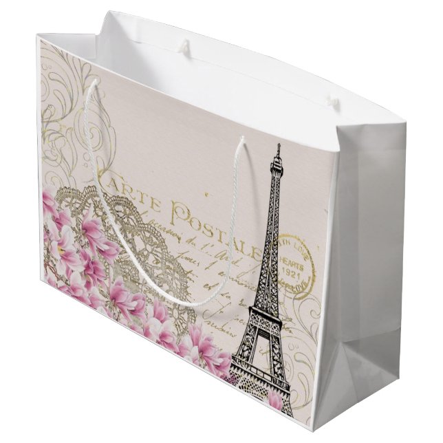 Grand Sac Cadeau Cru élégant de Tour Eiffel de Paris (Dos Angle)
