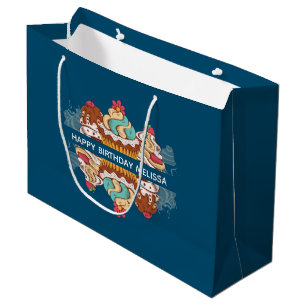 Grand Sac Cadeau Cupcakes de style rétro Sweet Dessert Anniversaire