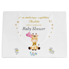 Grand Sac Cadeau Custom Name Baby Giraffe balloons Baby Shower