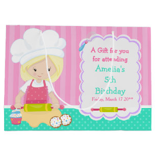 Grand Sac Cadeau Cute Blonde Coiffeuse fille Merci de cuisson