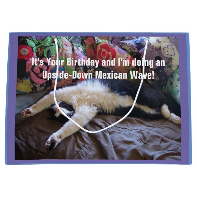 Grand Sac Cadeau Cute Funny Tuxedo Chat Mexicain Vague Chats Cadeau (Devant)