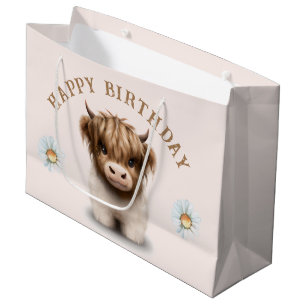 Grand Sac Cadeau Cute Highlands Scottish Cow