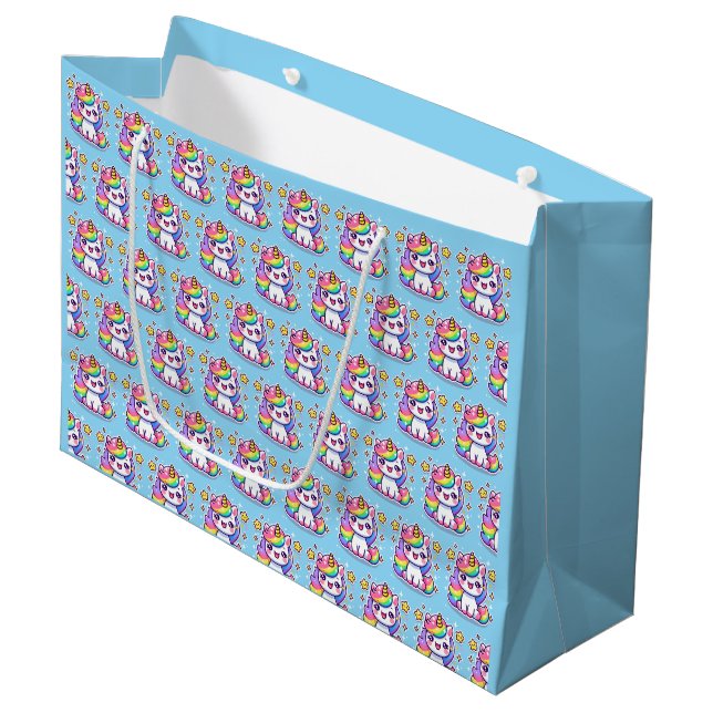 Grand Sac Cadeau Cute Imaginaire Unicorn (Devant Angle)
