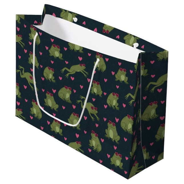 Grand Sac Cadeau Cute Love Frogs Large Gift Bag (Devant Angle)