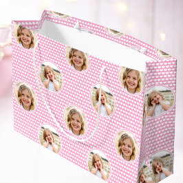 Grand Sac Cadeau Cute Love Heart 2 Photo Pretty Pink Pattern