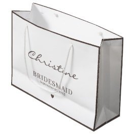 Grand Sac Cadeau Cute Mariage Bridesmaid Merci gris et blanc